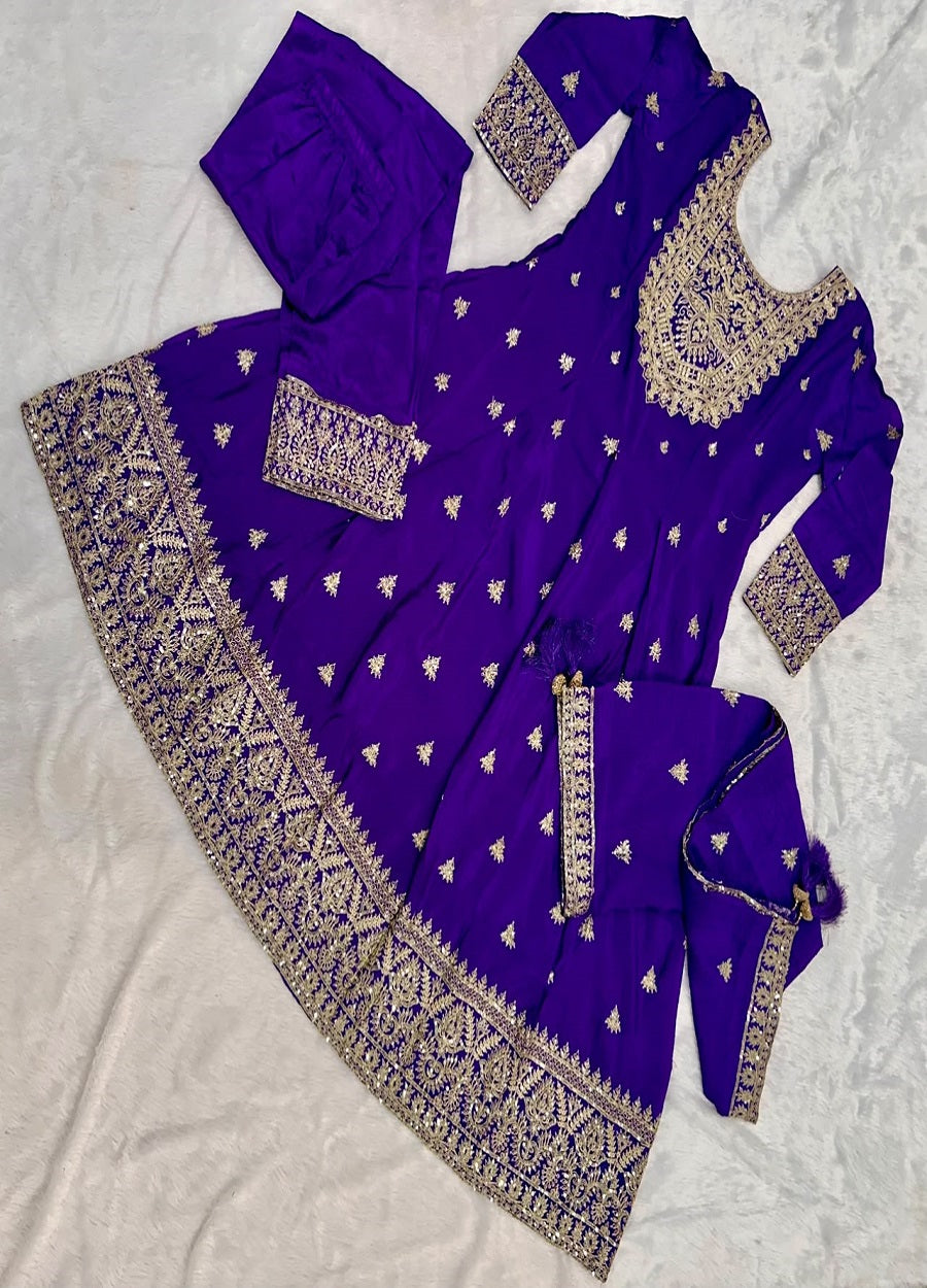 Heavy Embroidered Anarkali Kurta Pant Set with Dupatta for Women