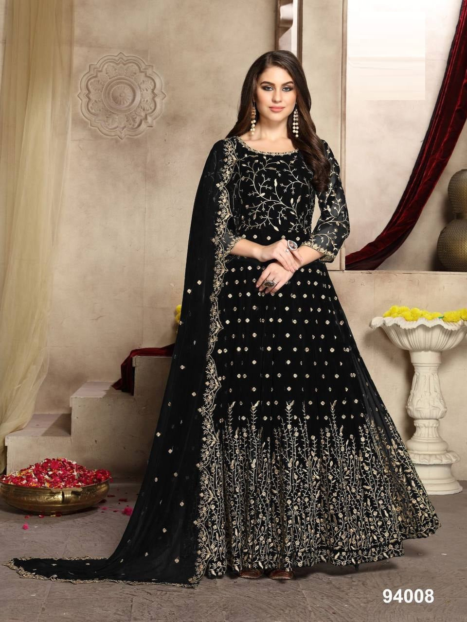 Butterfly Heavy Net With Codding Embroidery And Stone Work Suit