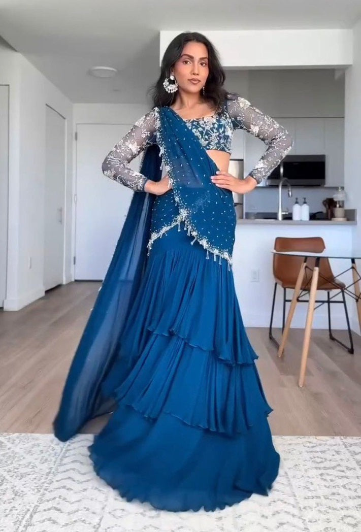 Reday to wear Georgette Sequence Work Lehengha saree