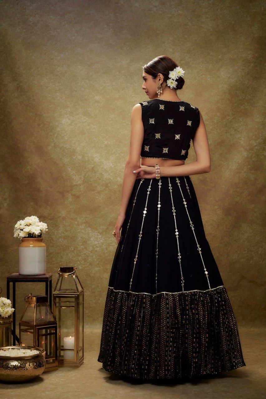 Wedding Wear Embroidary And Sequence Worked Georgette Lehenga Choli