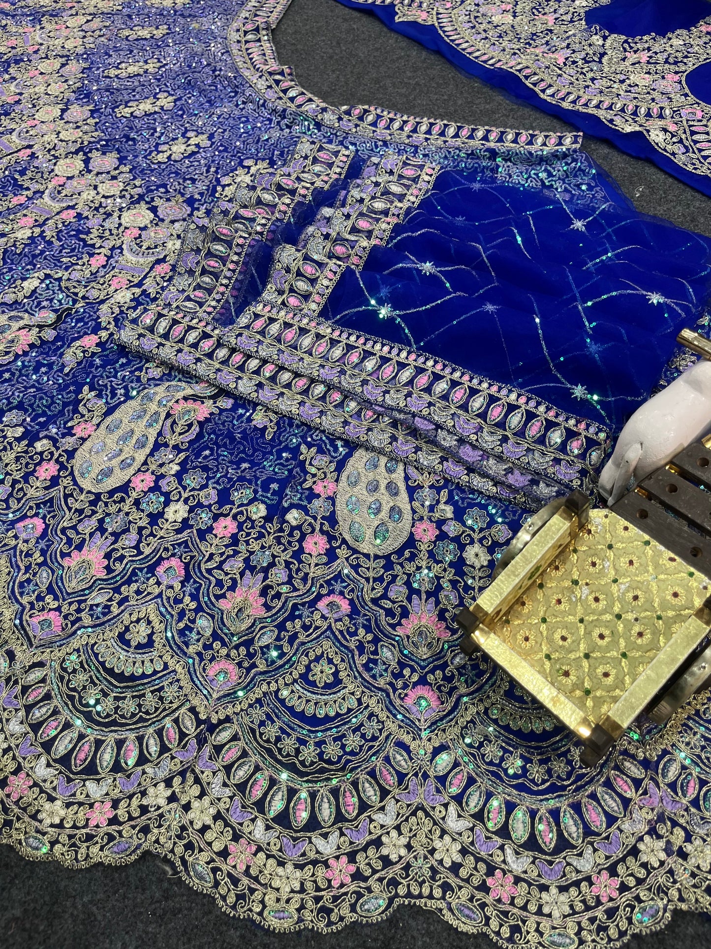 Blue Color Soft Net Coding Embroidered Work Lehenga Choli