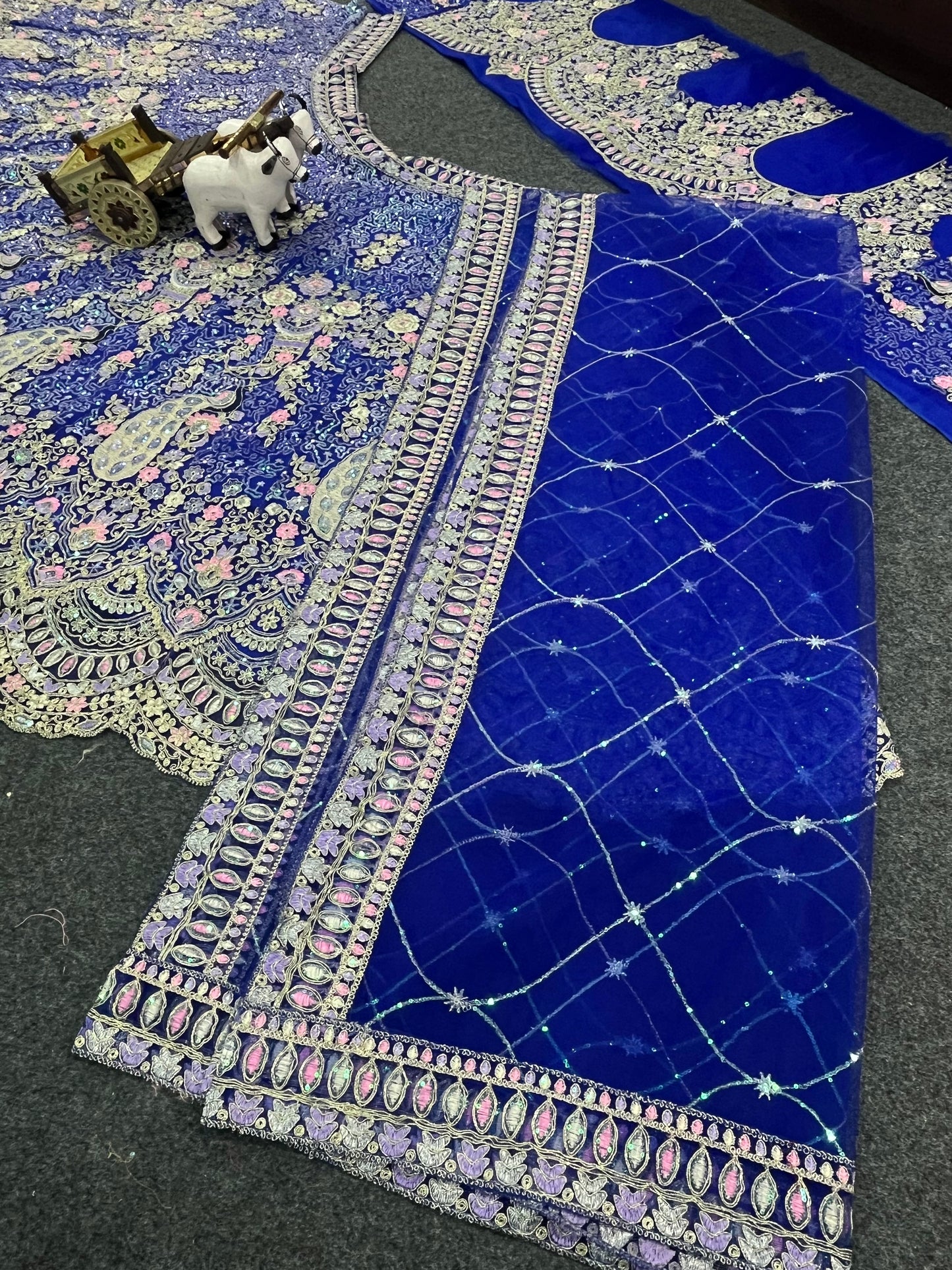 Blue Color Soft Net Coding Embroidered Work Lehenga Choli