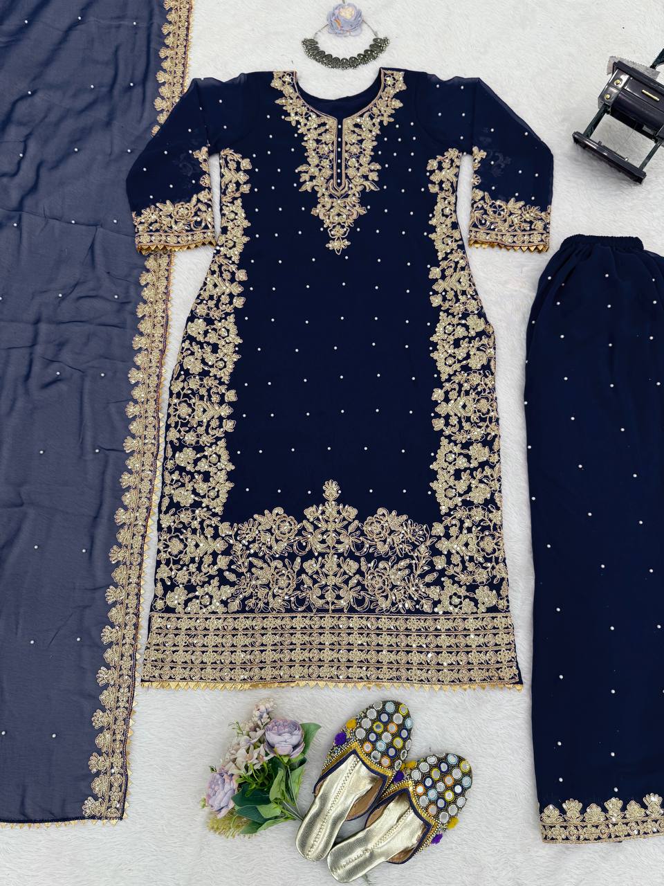 Wedding Wear Stylish Sharara Suit with Four-Side Lace Dupatta