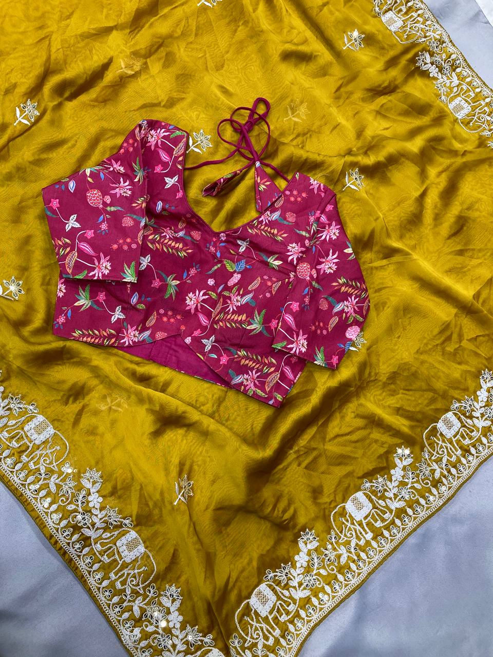 New Latest Trendy Party Wear Silk Saree