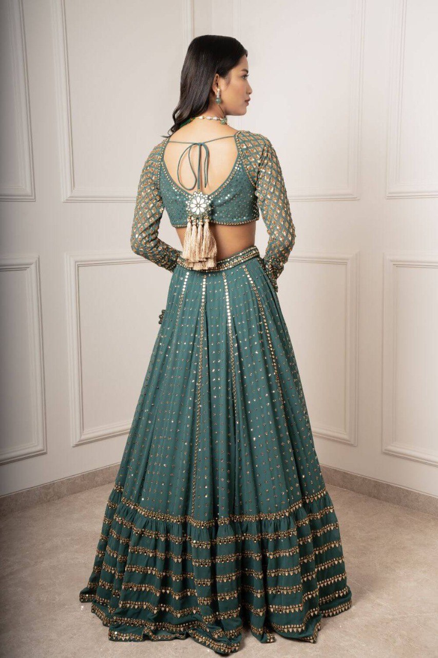 Beautiful Wedding Wear Georgette Sequence Work Fancy Lehenga Choli