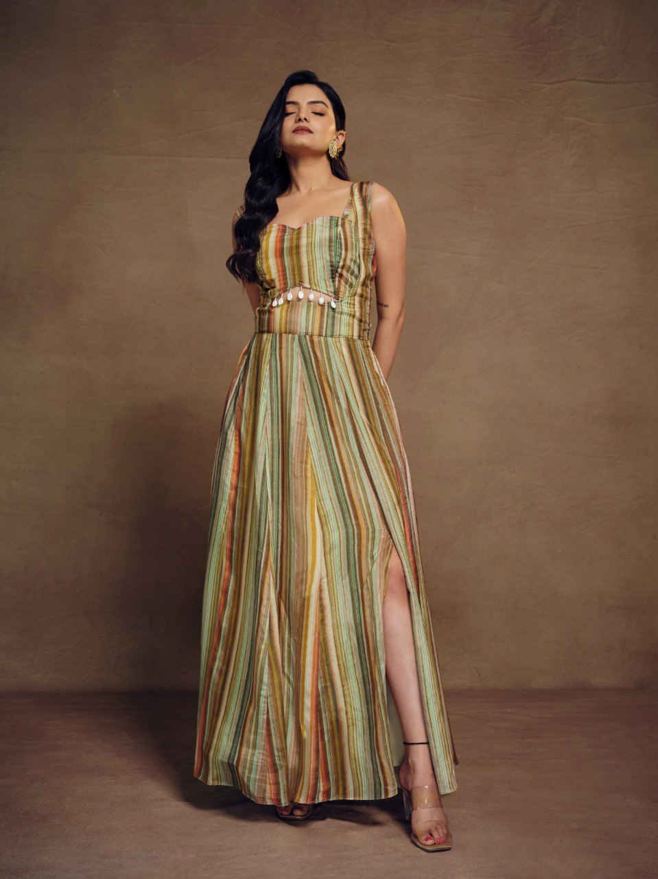Multie Colour Fancy Slit Cut Styled Ready to wear Gown