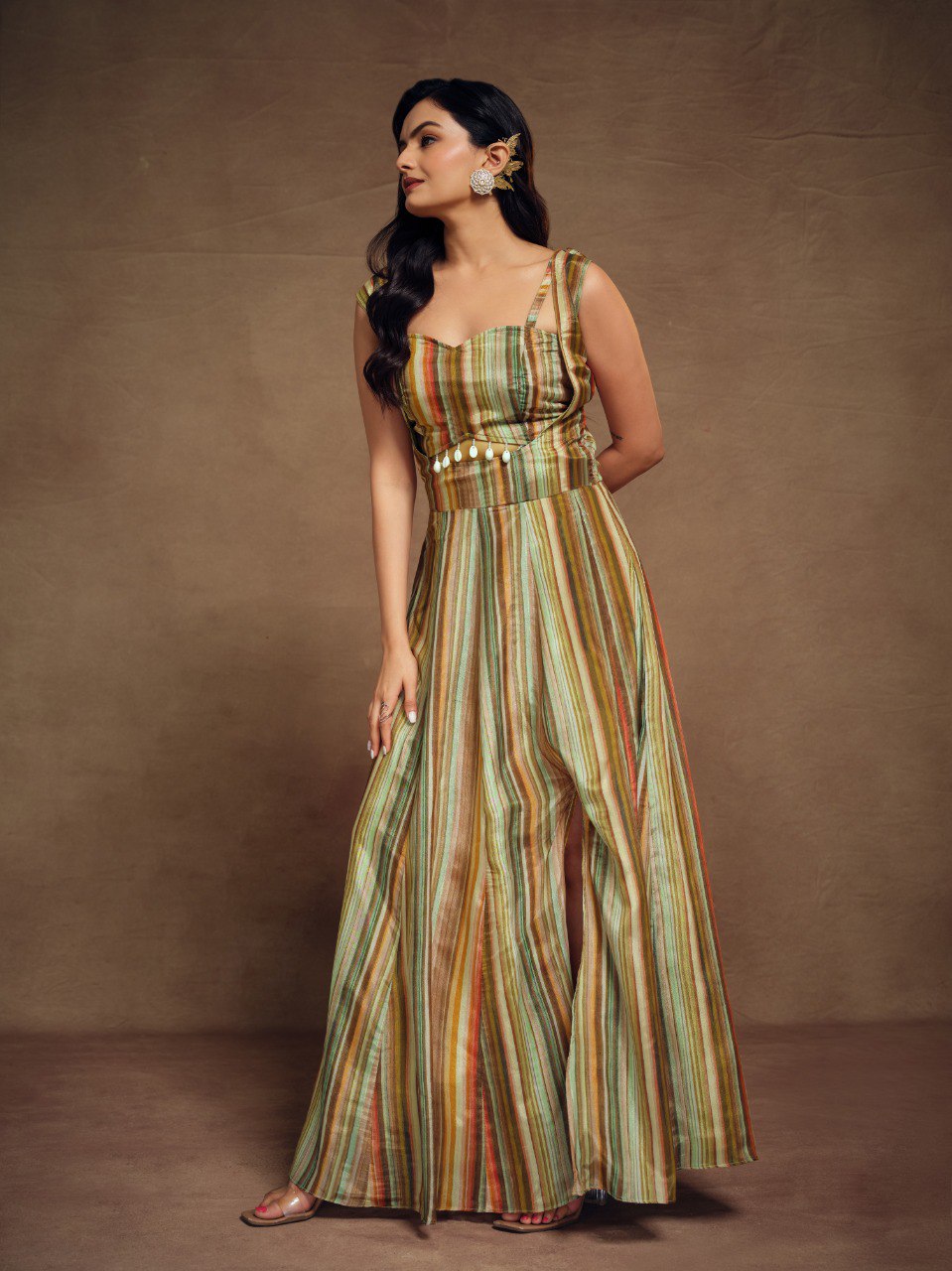 Multie Colour Fancy Slit Cut Styled Ready to wear Gown