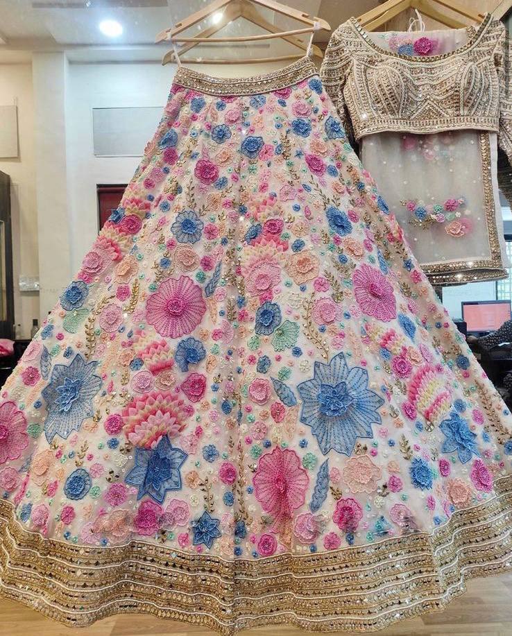 Multi Color Floral Work Lehenga Choli