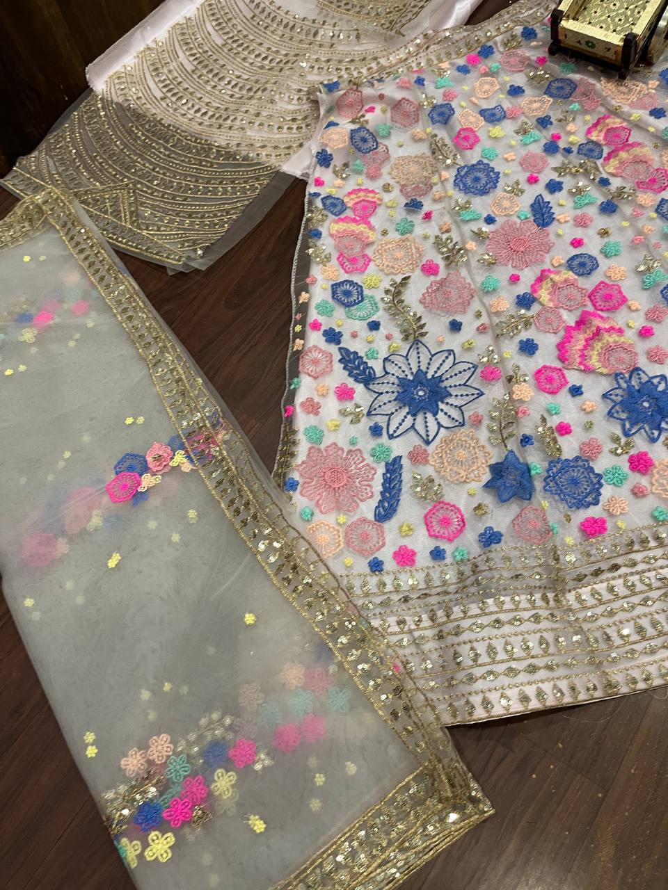 Multi Color Floral Work Lehenga Choli