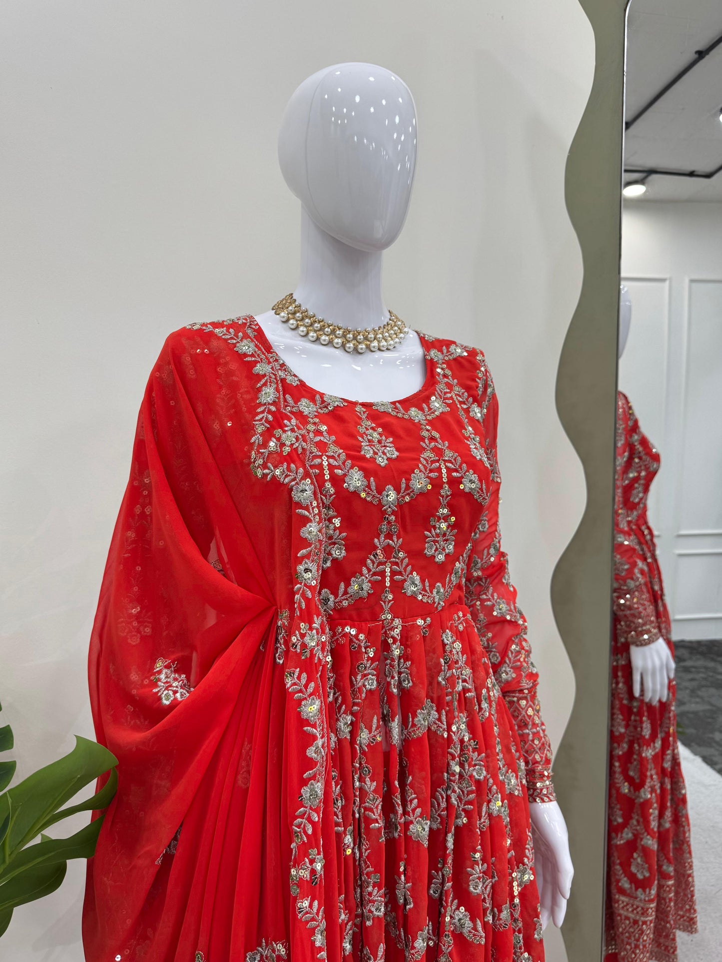 Gorgeous Red Georgette Gown for Wedding & Party Wear