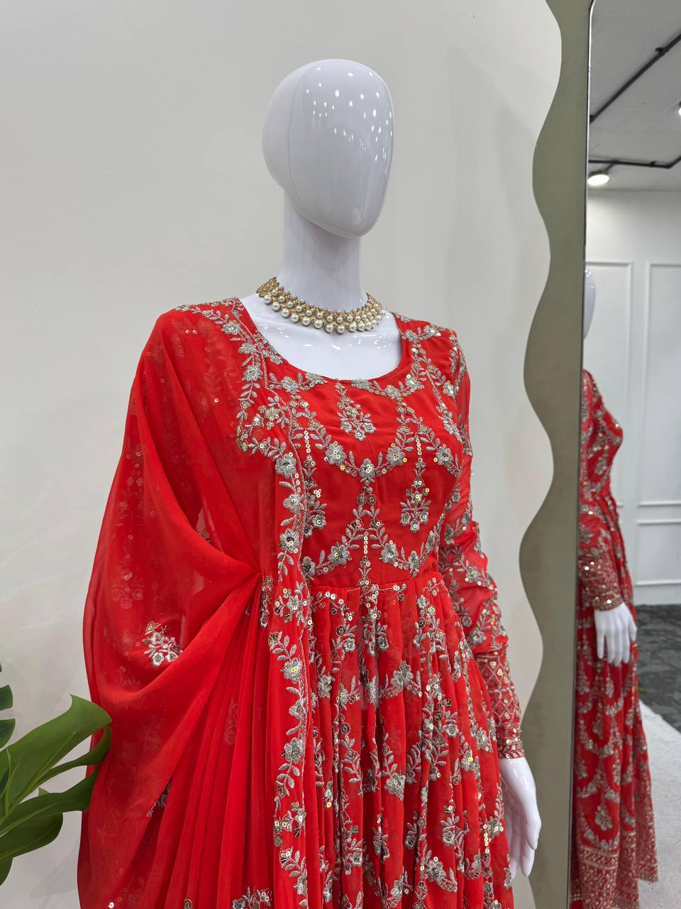 Gorgeous Red Georgette Gown for Wedding & Party Wear