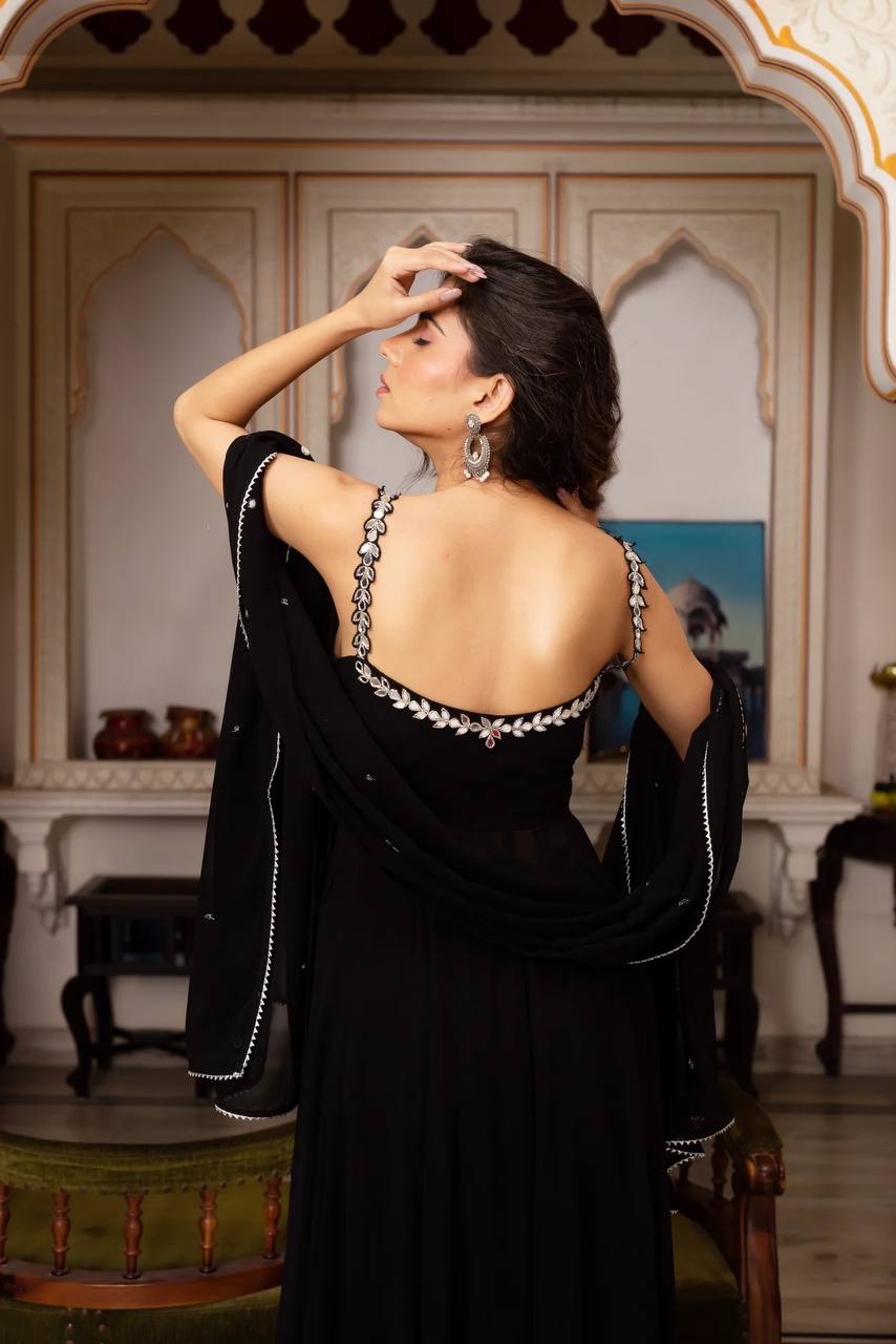 Georgette Handwork with Real Mirror Work Plazo Set