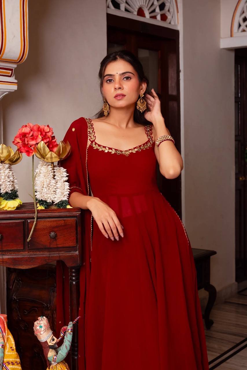 Georgette Handwork with Real Mirror Work Plazo Set