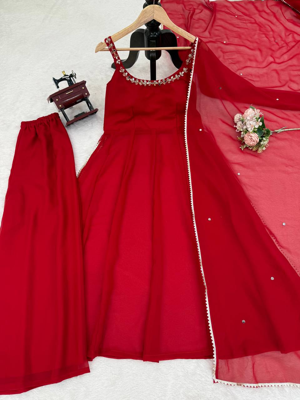 Georgette Handwork with Real Mirror Work Plazo Set