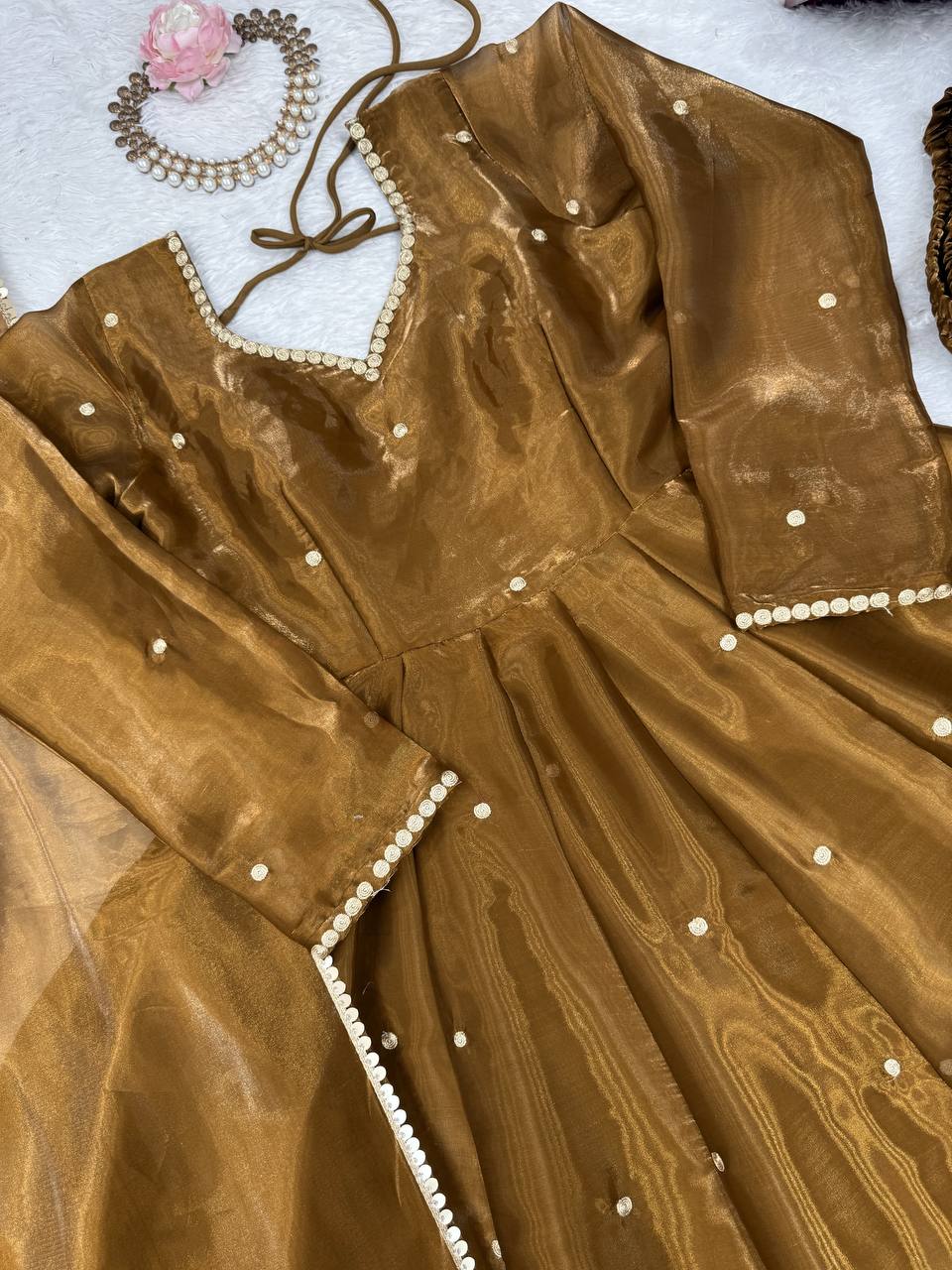 Rustic Gold Beauty Designer Gown for Wedding Season