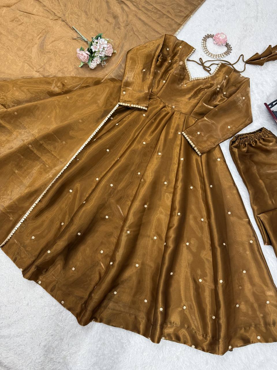 Rustic Gold Beauty Designer Gown for Wedding Season