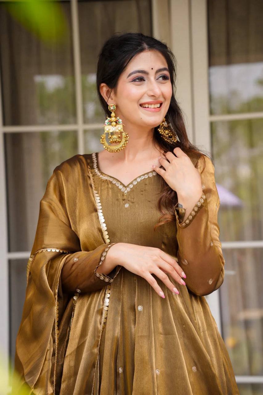 Rustic Gold Beauty Designer Gown for Wedding Season