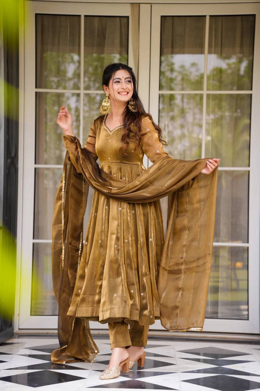 Rustic Gold Beauty Designer Gown for Wedding Season Lehenga Closet Rustic Gold Beauty Designer Gown for Wedding Season Lehenga Closet