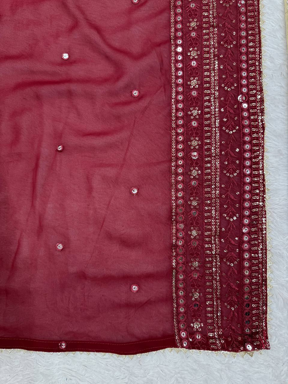 Graceful Glamour Wedding Wear Embroidary And Sequence Worked Suit