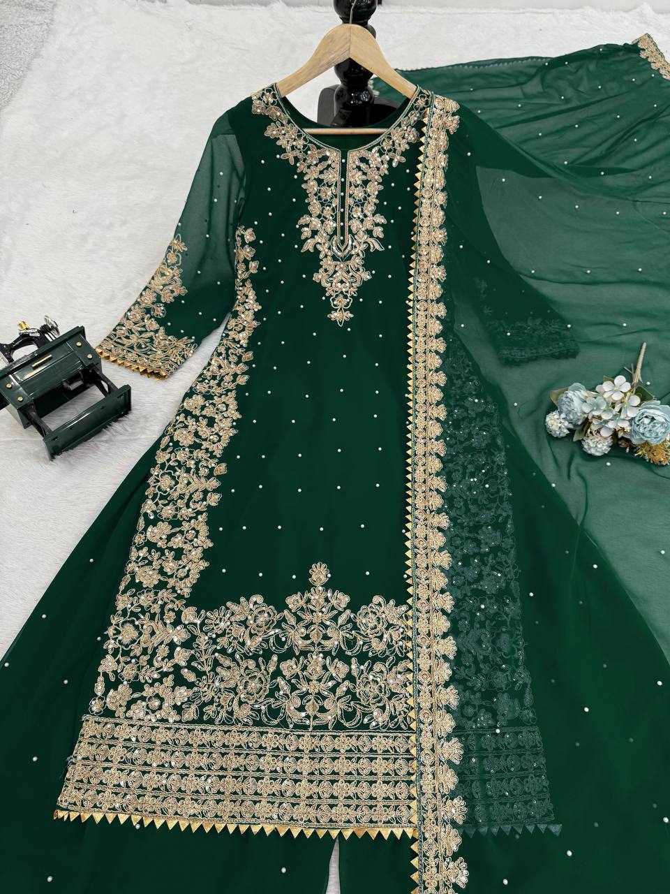 Wedding Wear Stylish Sharara Suit with Four-Side Lace Dupatta