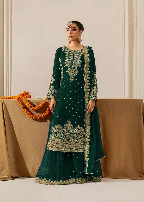Wedding Wear Stylish Sharara Suit with Four-Side Lace Dupatta