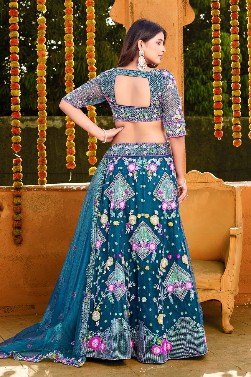 Royal Teal Beauty – Traditional Lehenga Choli Set