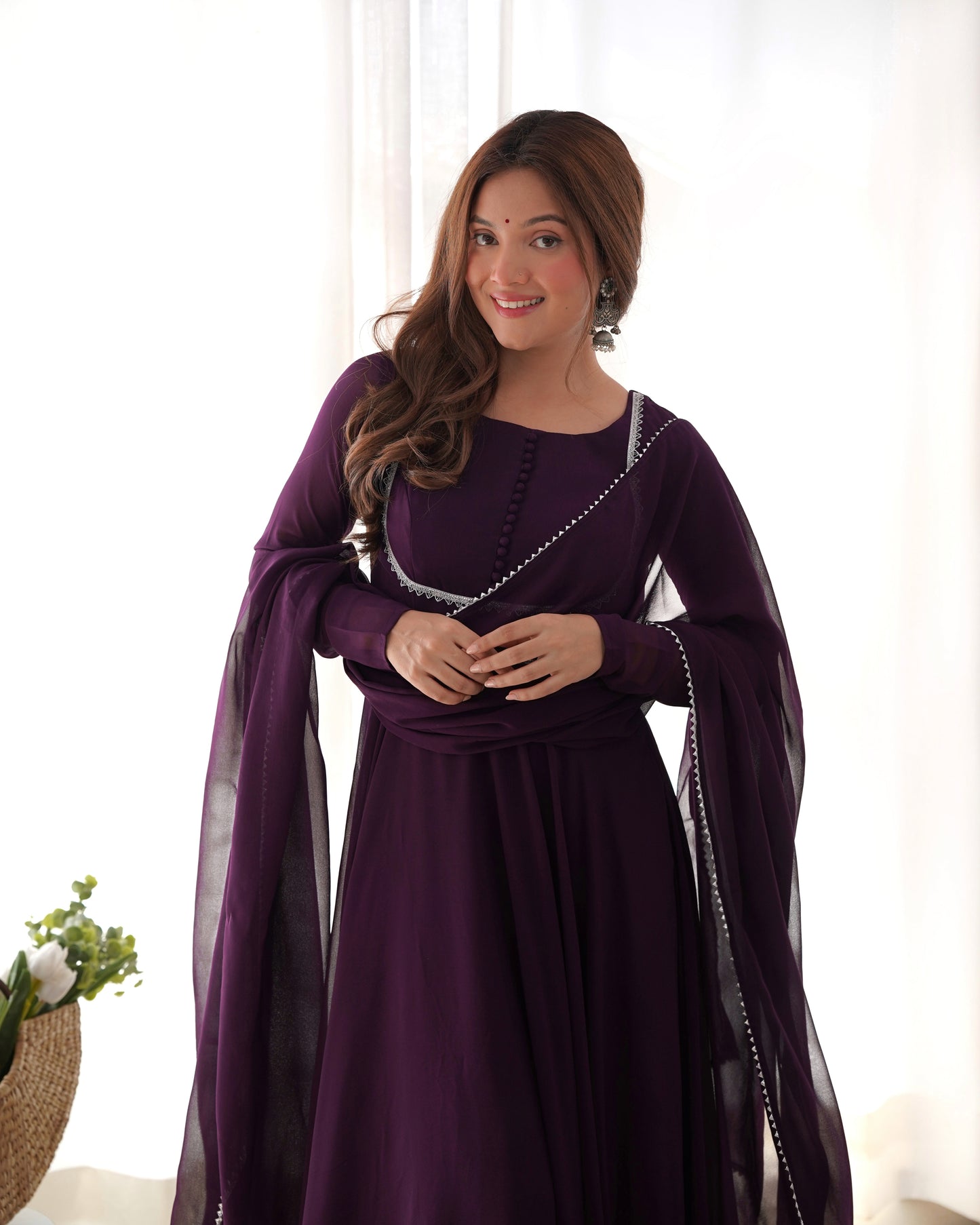 Party Wear Pure Georgette Long Stitched Gown For Girls Wear