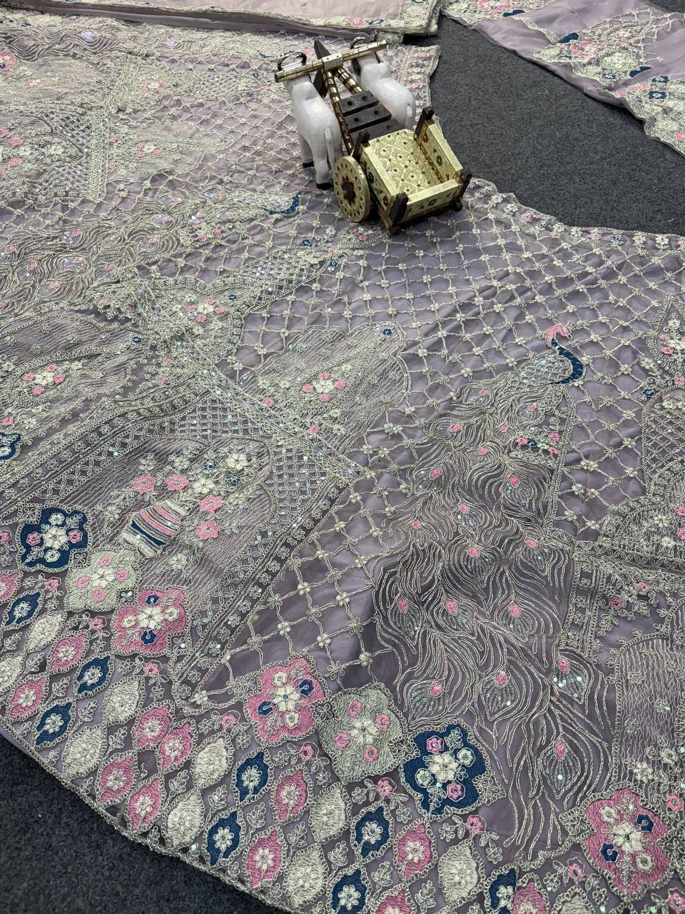 Light Purple Soft Net Embroidered Sequins Work Lehenga Choli With Dupatta