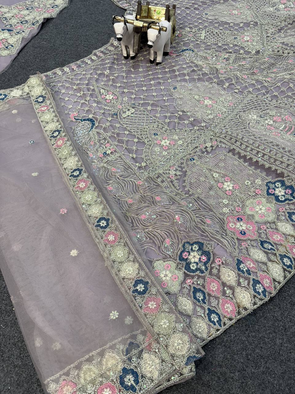 Light Purple Soft Net Embroidered Sequins Work Lehenga Choli With Dupatta