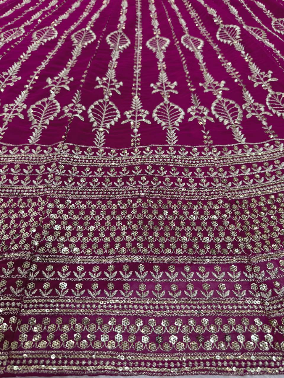 Wedding Wear Magenta Color Georgette Embroidered Lehenga Choli