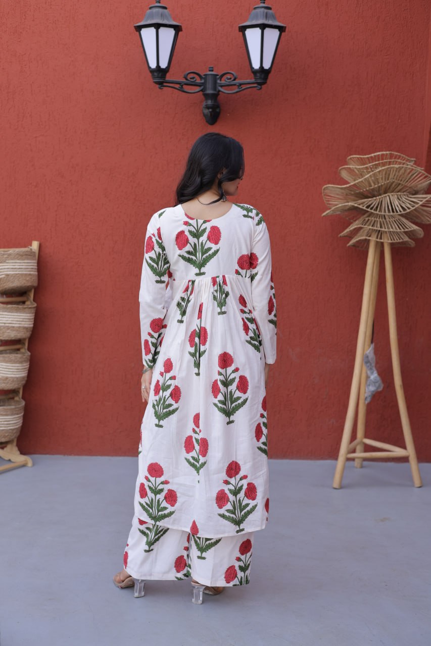 Summer New Latest Daily Wear Floral Print Kurta and Palazzo Set