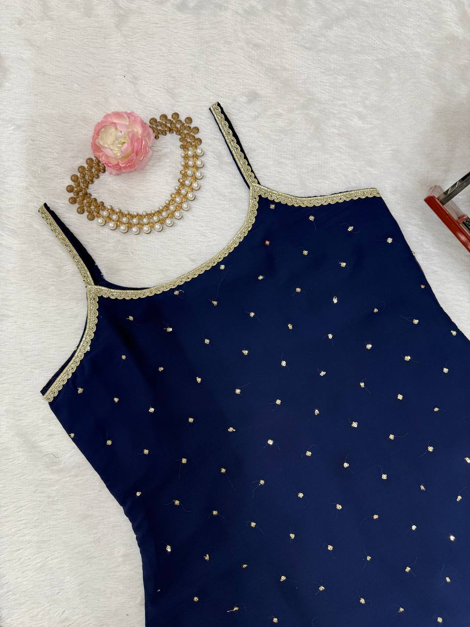Midnight Glow Navy Blue Designer Sharara Suit
