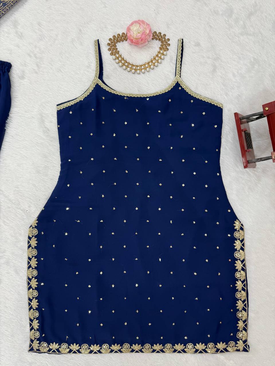 Midnight Glow Navy Blue Designer Sharara Suit