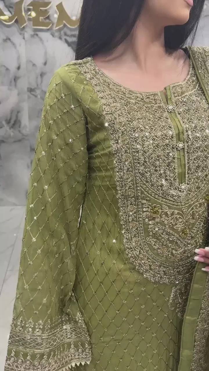 Foux Georgette Thread with Sequence Sharara Suit Fully Stiched