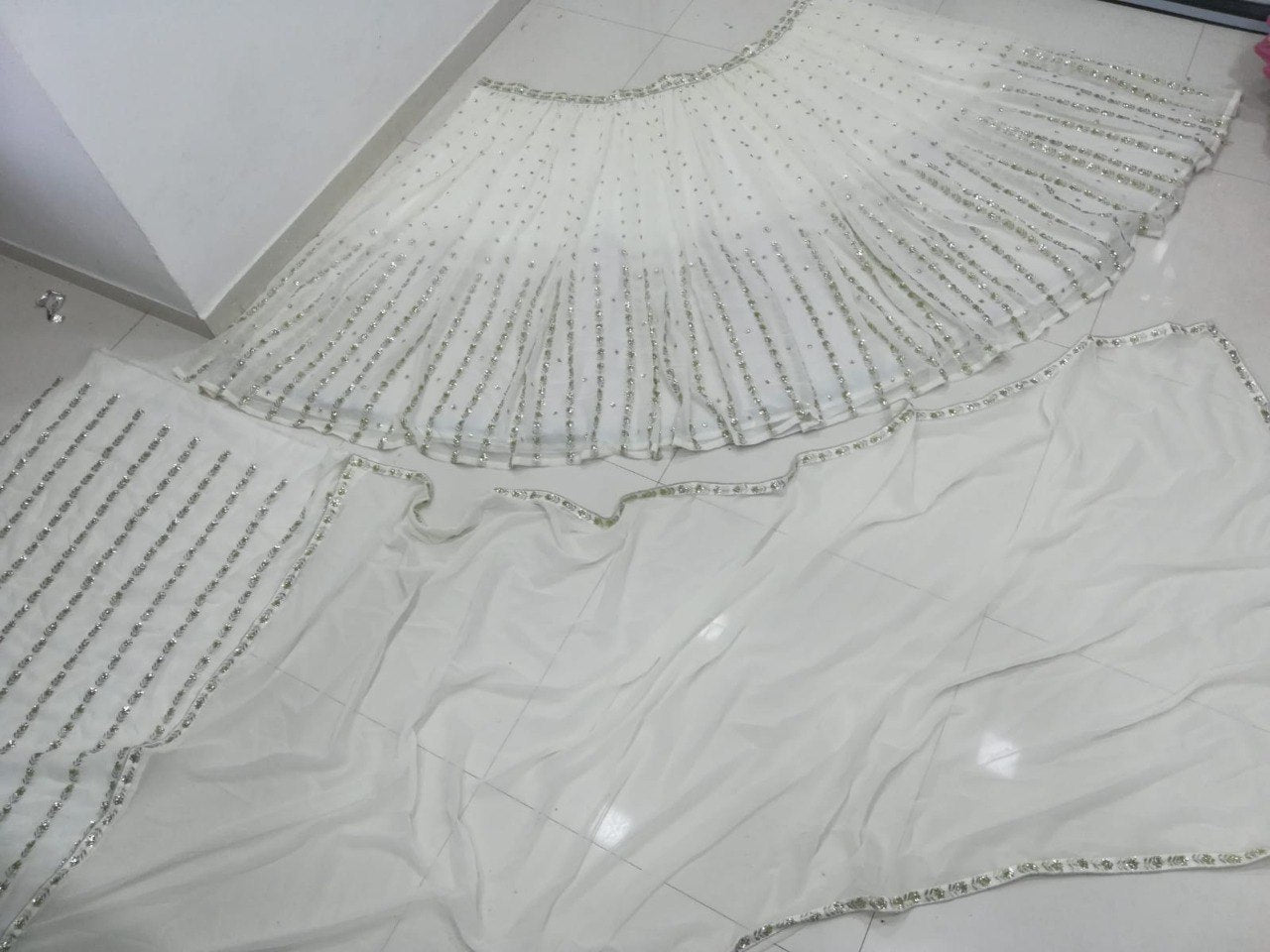 Off White Designer Embroidary And Sequence Worked Lehenga Choli