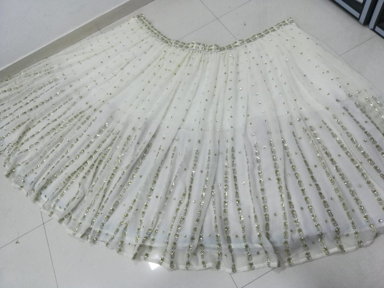 Off White Designer Embroidary And Sequence Worked Lehenga Choli