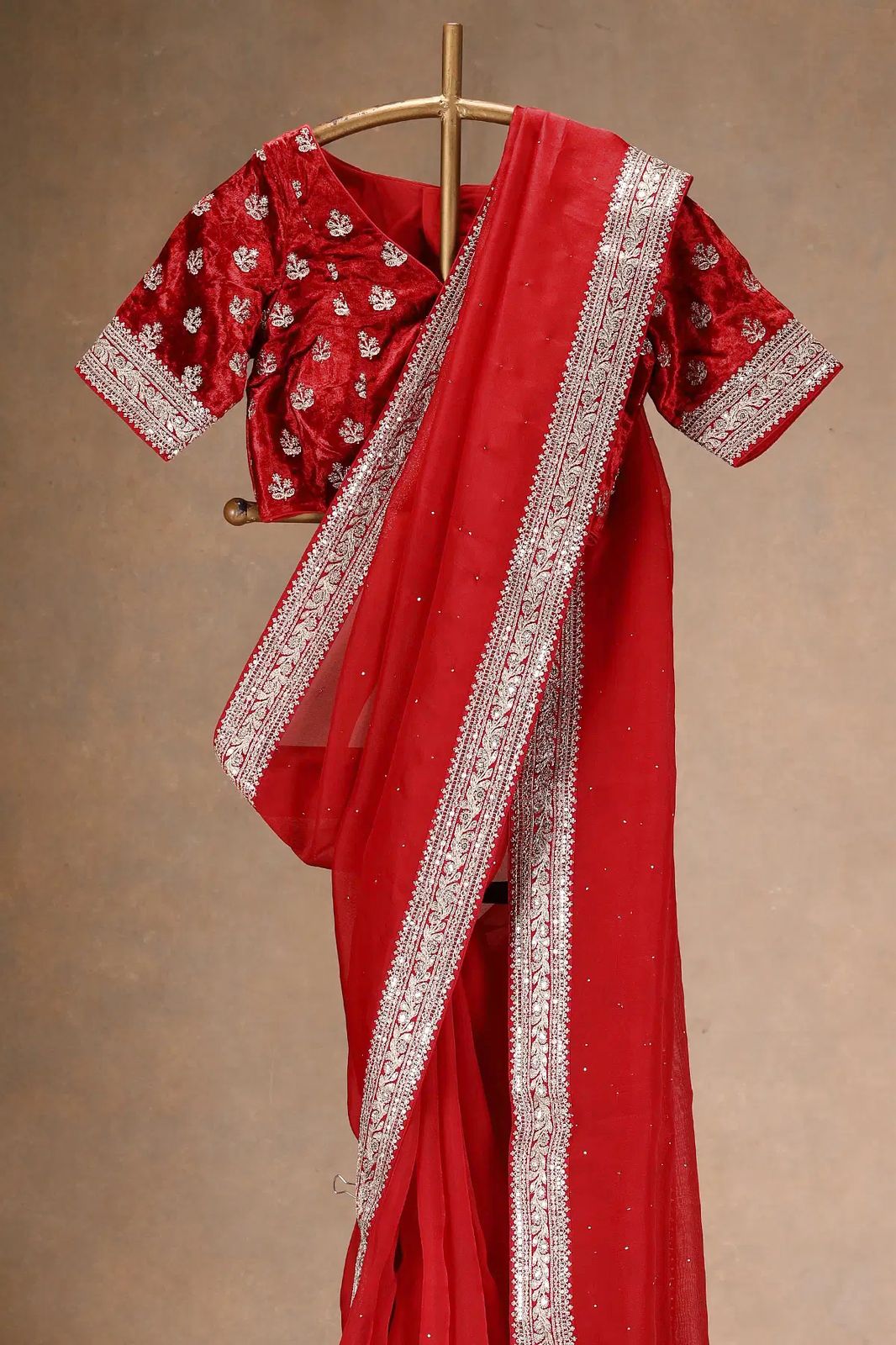 Designer Organza Silk Saree with Shimmering LCD Work