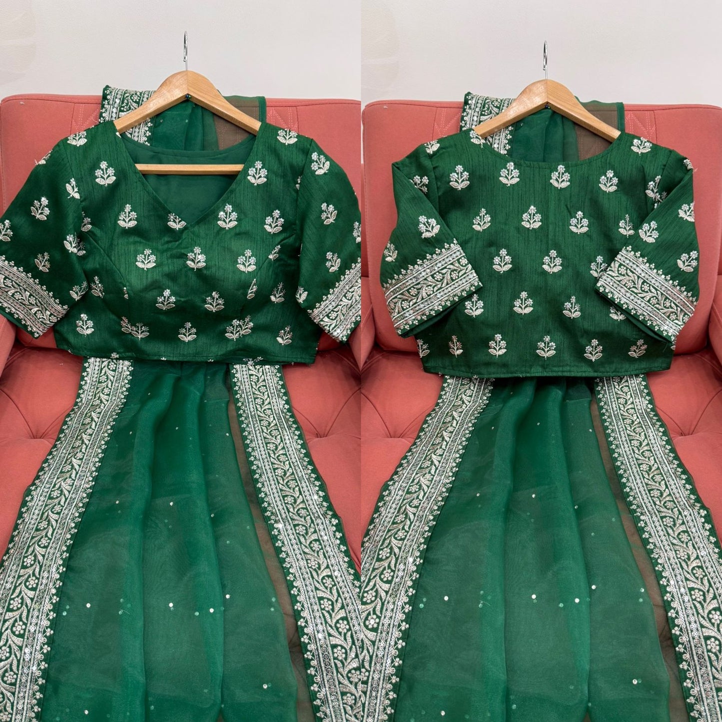 Designer Organza Silk Saree with Shimmering LCD Work