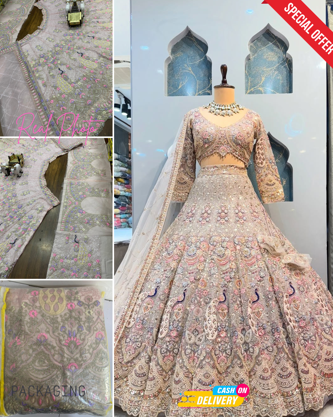 Pink Color Soft Net Coding Embroidered Work Lehenga Choli