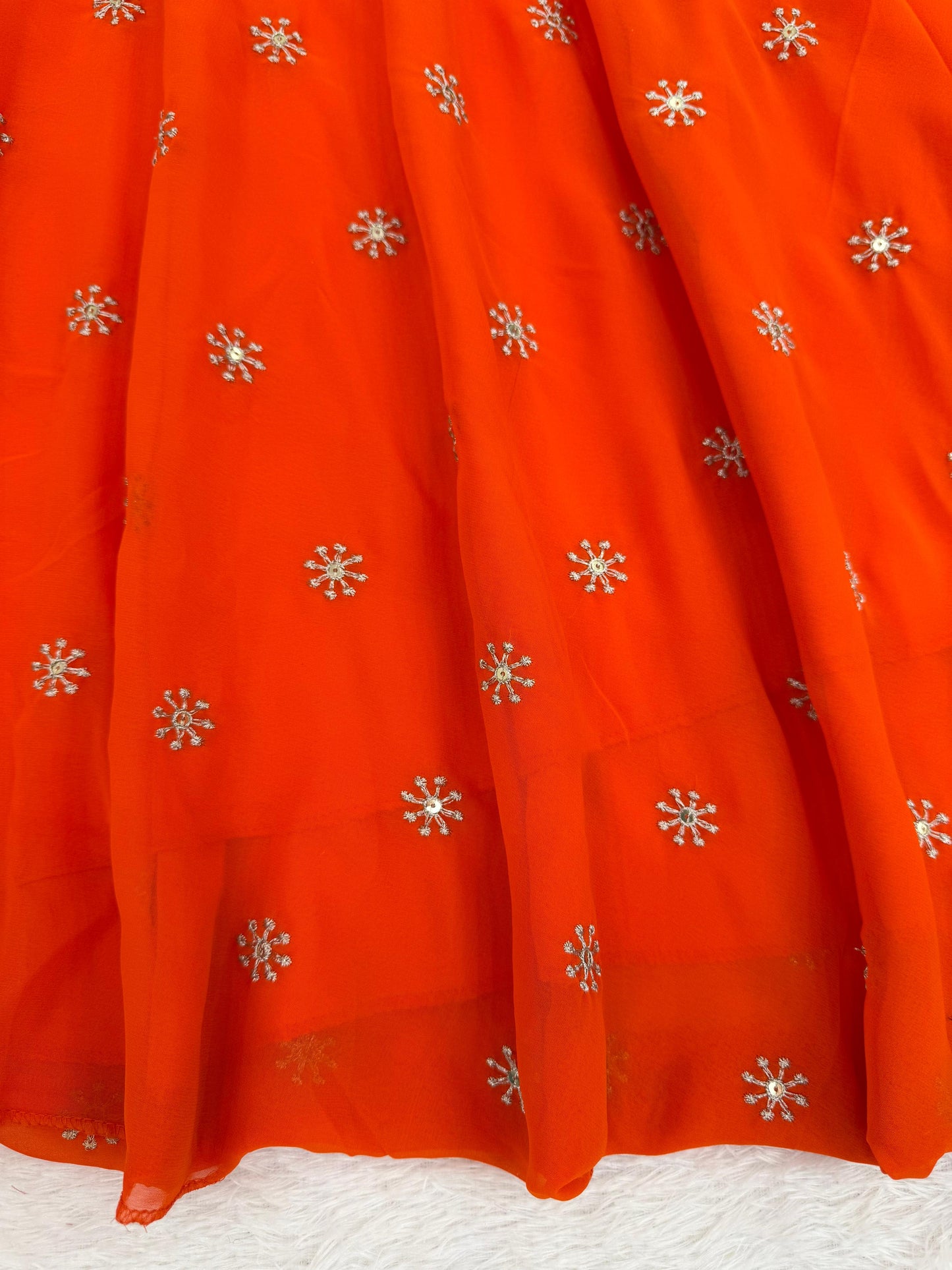 Orange Faux Georgette Anarkali Gown with Dupatta
