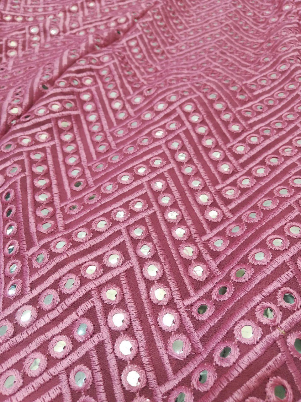 Metalic Pink Georgette Full Embroidary Worked Lehenga Choli