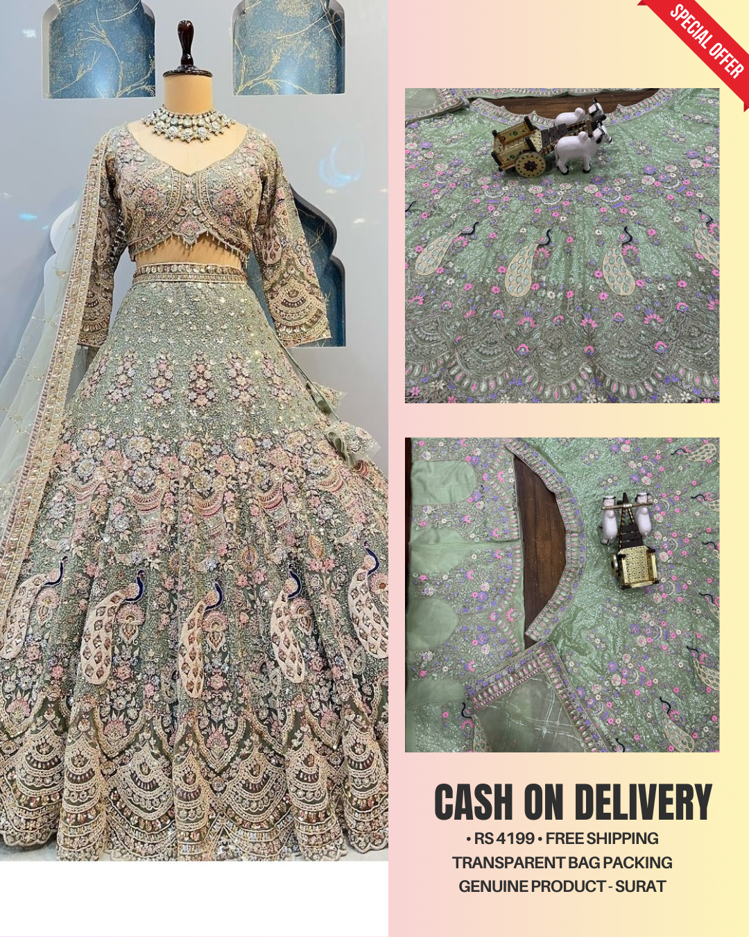 Pink Color Soft Net Coding Embroidered Work Lehenga Choli