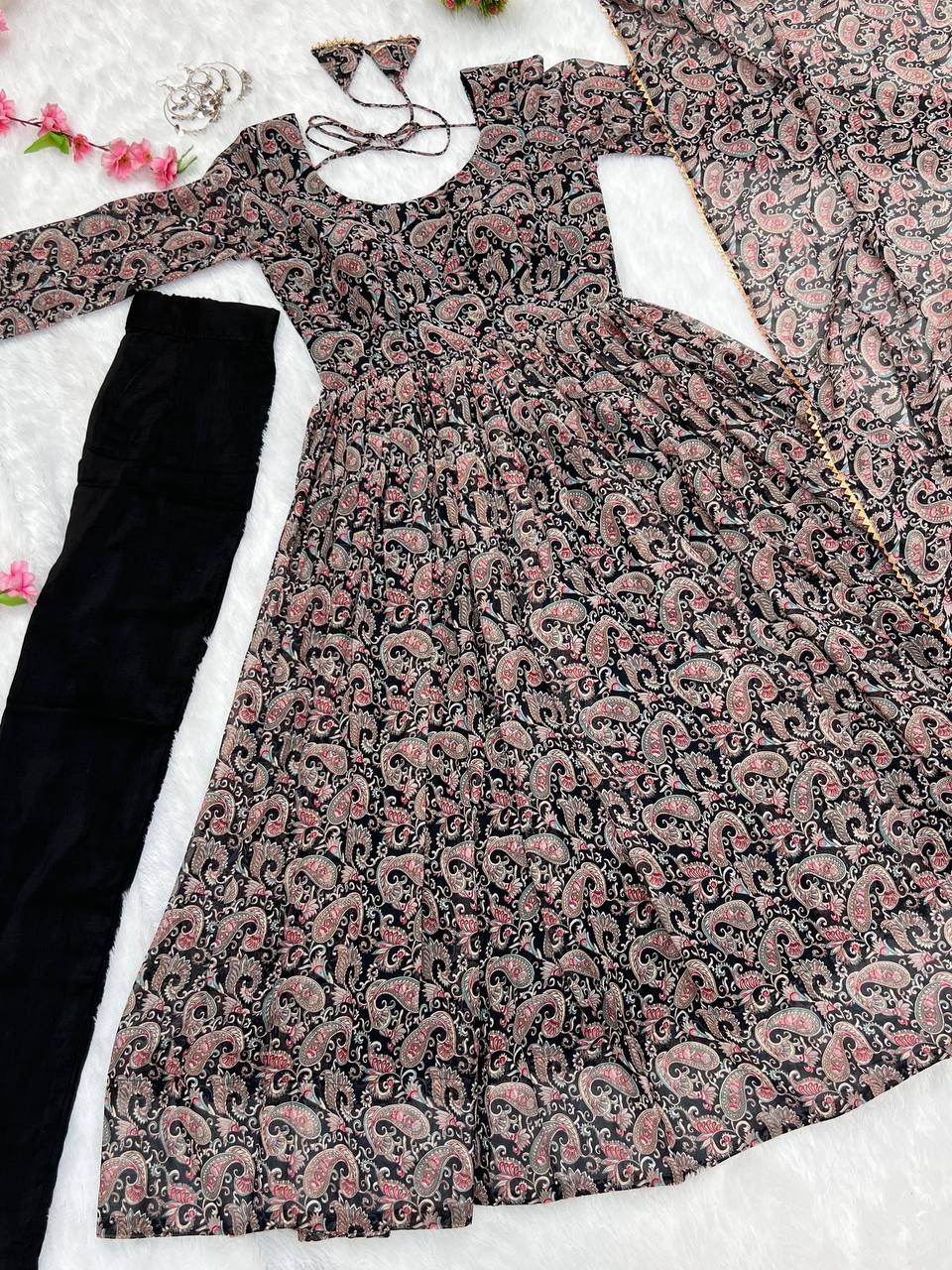 Designer Ready To Wear Printed Anarkali Gown Set For Girls Wear