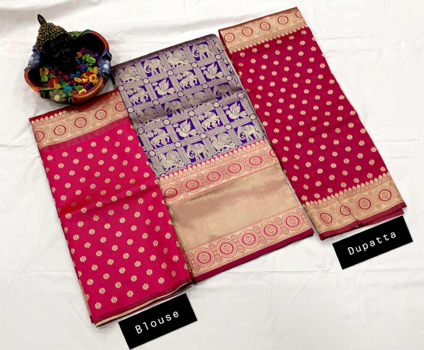 Purple Kanjiveram Silk Zari Half Saree Lehanga