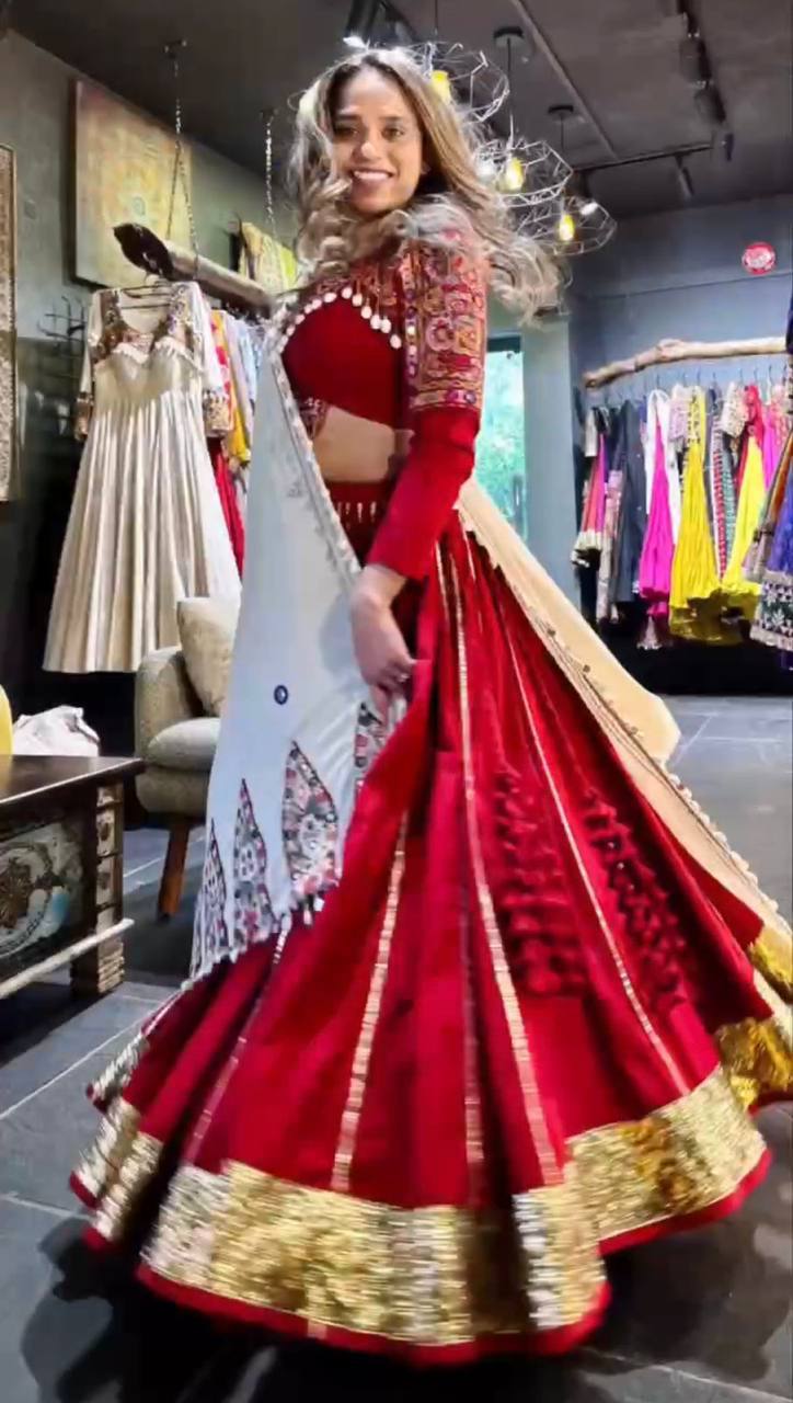 Navratri Festive Rayon Silk With Real Mirror Work Lehenga Choli
