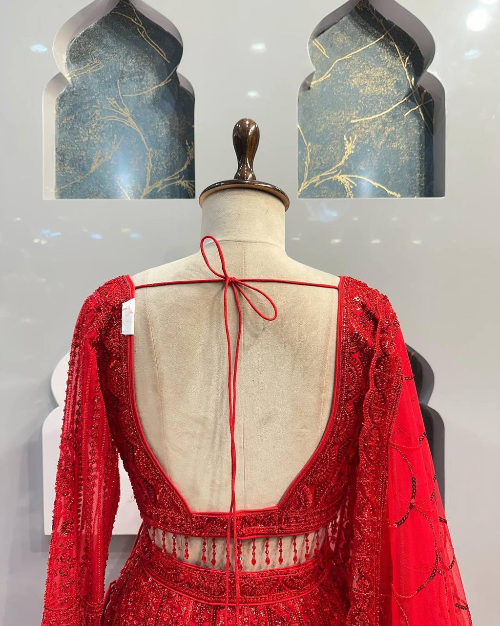 Red Designer Soft Net Wedding Wear Lehenga Choli For Women