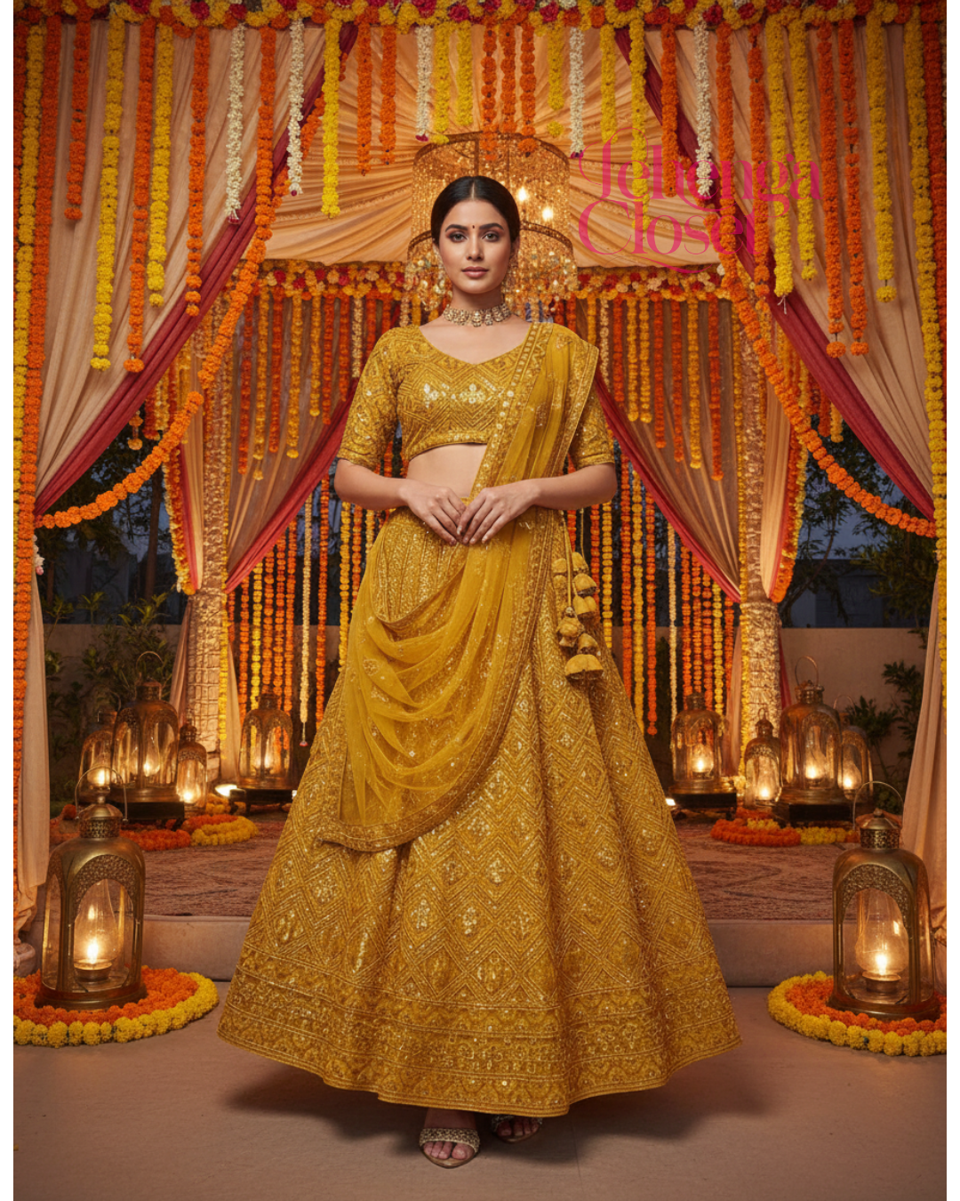 Copper Color Sequence Work Soft Net Wedding Wear Lehenga Choli