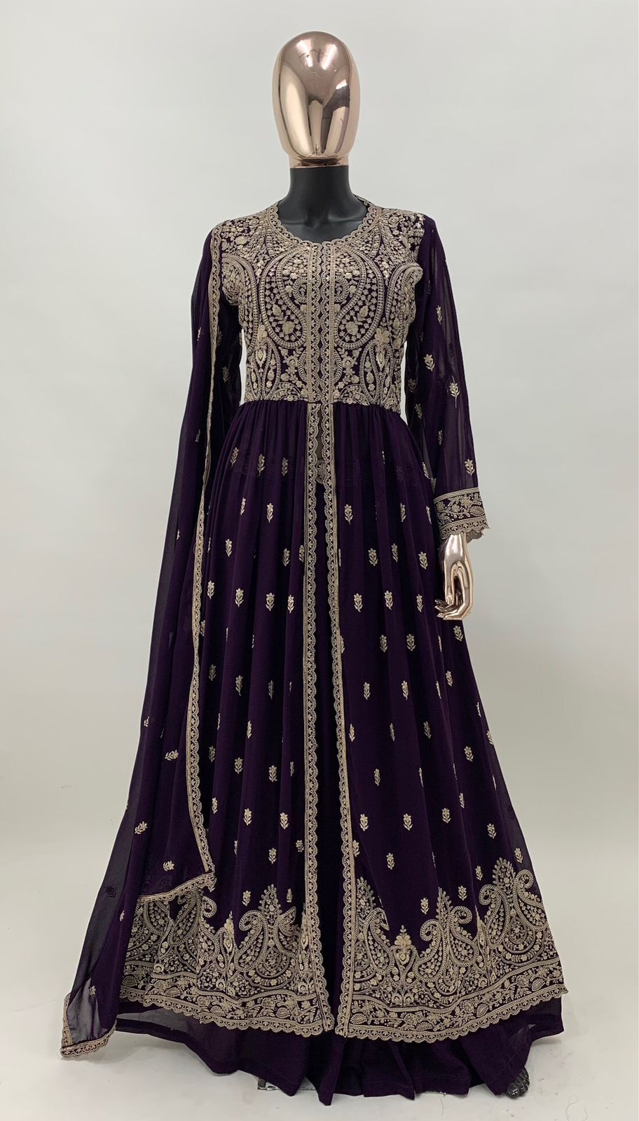 Party Wear Georgette Embroidered Long Anarkali Stitched Suit
