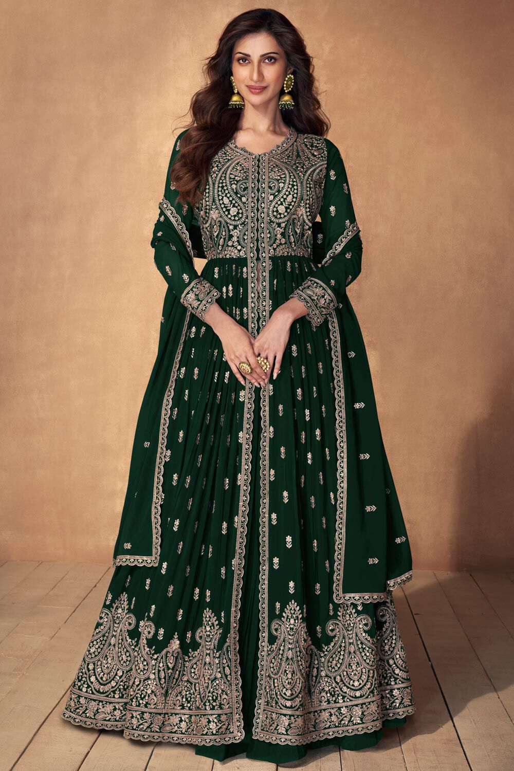 Party Wear Georgette Embroidered Long Anarkali Stitched Suit