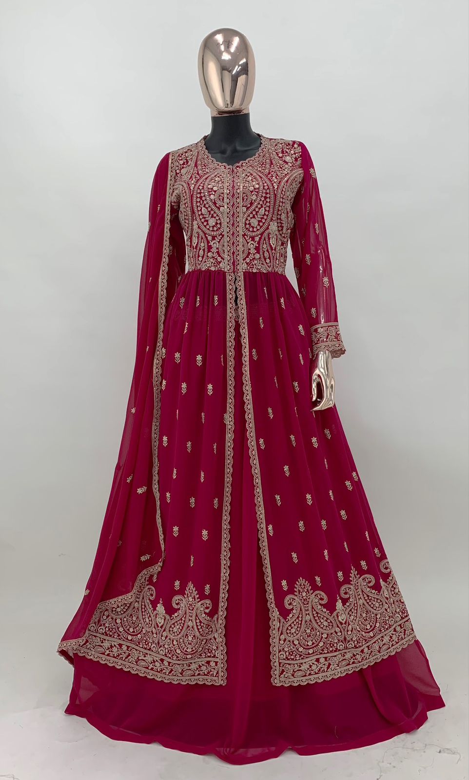 Party Wear Georgette Embroidered Long Anarkali Stitched Suit